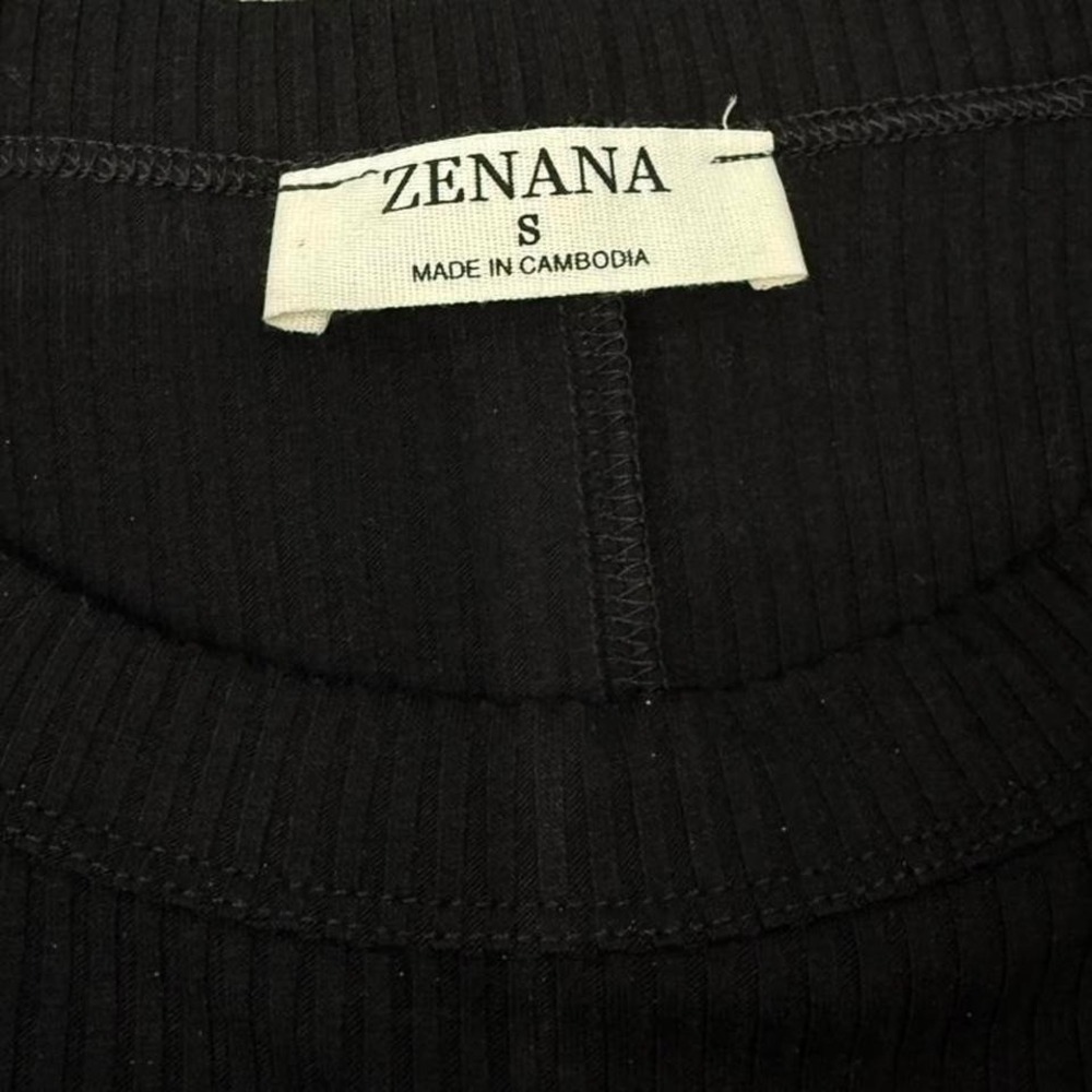 Zenana Womens Ribbed‎ Tank Top Black Crew Neck Sleeveless Basic Size S - Picture 3 of 5